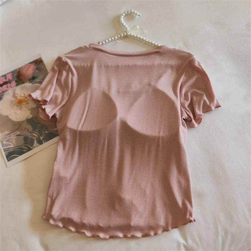 Summer Pajamas For Women New Elegant Modal Sleepwear Set Korean Bow Short Sleeve Trousers Sets Chest Pad Nightwear Home Suit