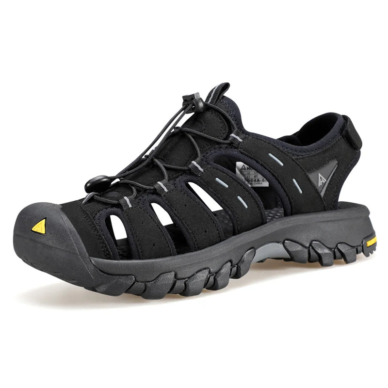 HUMTTO Summer Beach Sandals Men Outdoor Water Sneakers Leather Hiking Camping Climbing Aqua Shoes Breathable Sandals for Mens