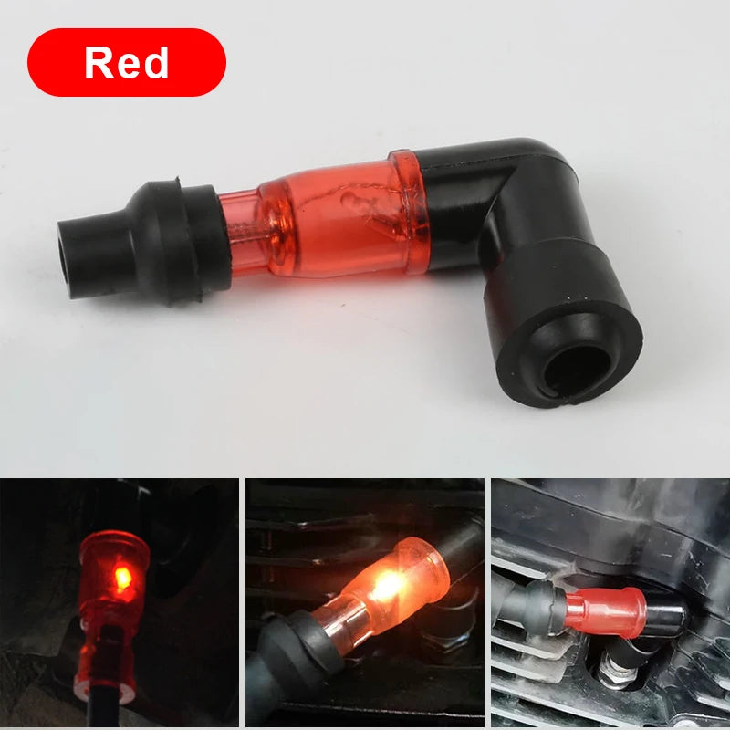 SEAMETAL Universal Motorcycle Ignition Spark Plug Cap 90 Degree Motorcycle Flashing Spark Plug Caps Covers for Motorbike Scooter