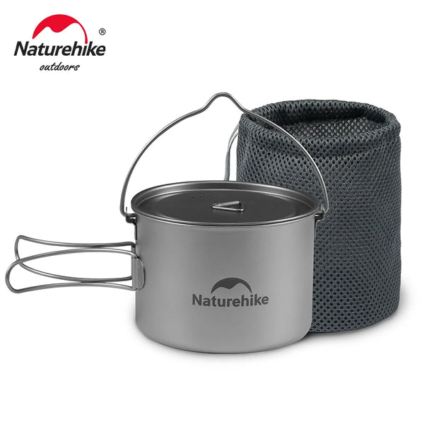 Naturehike Ti02 Ti02 650ml 900ml Titanium Hanging Pot Outdoor Camping Hiking Backpacking Picnic BBQ Portable Folding Cup Pan
