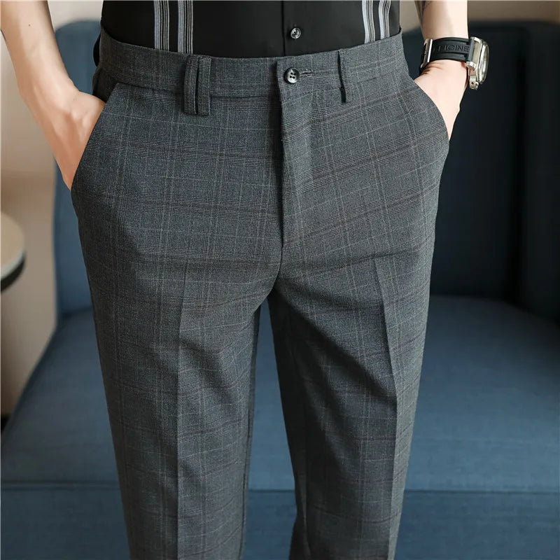 2026 Men's Winter Woolen Office Suit Pants, Slim British Style Wool Business Formal Dress Trousers, Asian Size 29-36, 2025 New