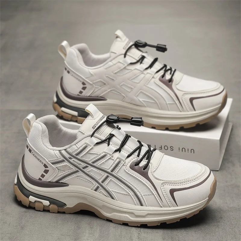 Mens Walking Shoes 2025 New Lace Up Mesh Breathable Wear-resistant Outdoor Sports Four Season Sports Leisure Sneakers for Men