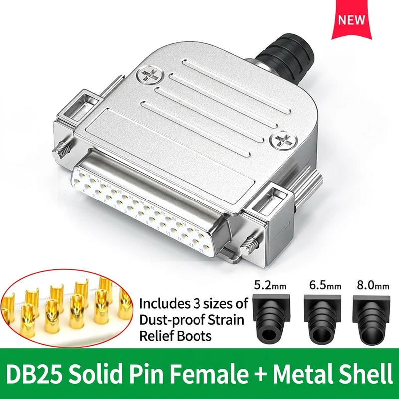 DIVEDEER Industrial Gold-Plated DB15 DB25 Connectors Male Female Parallel Ports with Metal Shells 25-Pin Plugs Industrial Use
