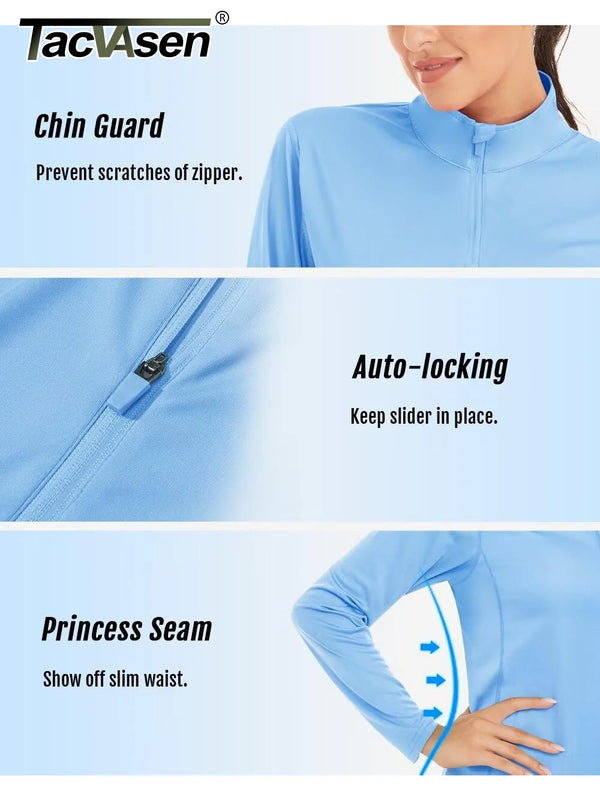 TACVASEN UPF 50+ Quick Dry Long Sleeve T Shirts Womens Anti UV/Sun Protection Shirts Running Hiking Fishing T-Shirts Outdoor