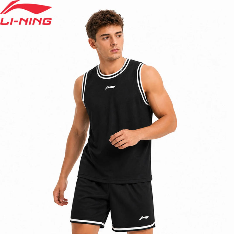 ឈុតបាល់បោះ CBA សម្រាប់បុរស Li-Ning LN DRY ធ្វើពីក្រណាត់ Polyester ទន់ និងអាចដកដង្ហើមបាន អាវ និងខោខ្លីកីឡាអាជីព AATW005