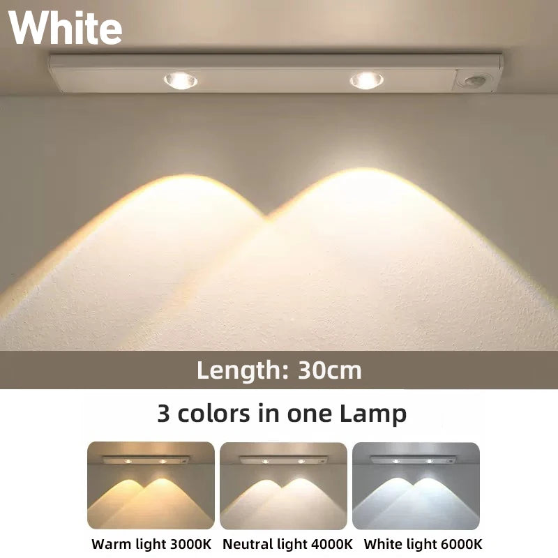 20-50CM LED Kitchen Under Cabinet Light Motion Sensor LED Lamp Ultra Thin USB Rechargeable Night Light Wardrobe Indoor Lighting