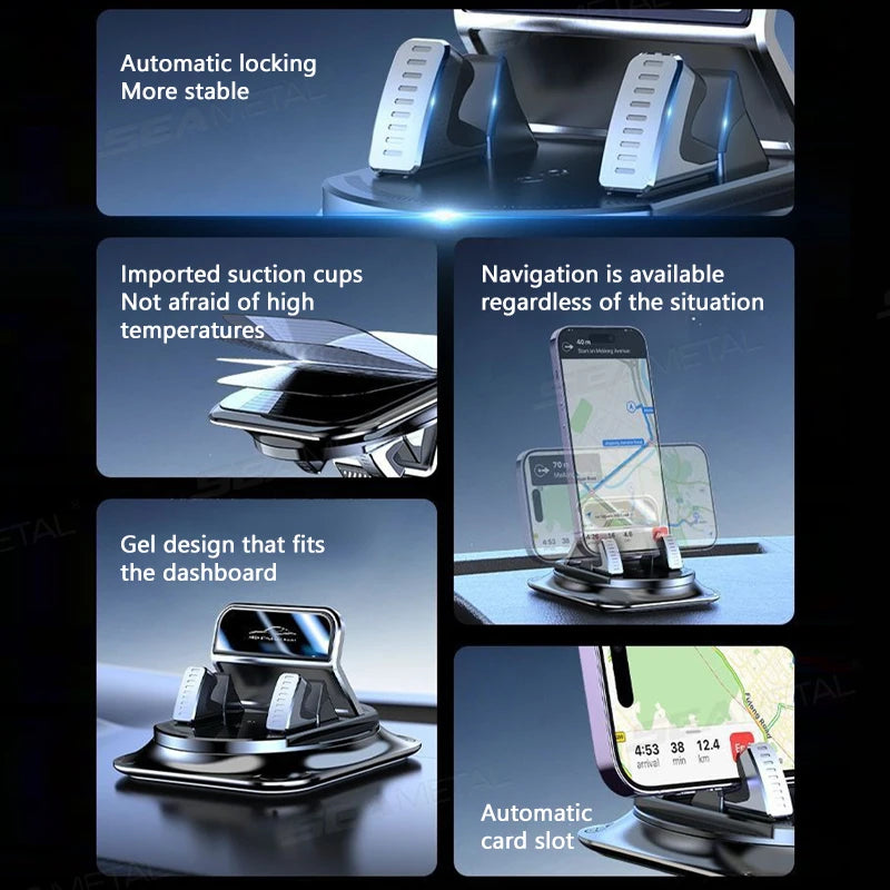 SEAMETAL Universal Car Phone Holder Mobile Phone Bracket Anti-Slip Auto Dashboard Phone Mount GPS Stand in Car for Xiaomi Iphone