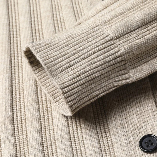 Men's V-Neck Knitted Cardigan – Long Sleeve Button-Up Cable Knit Sweater Outerwear, Casual Slim Fit