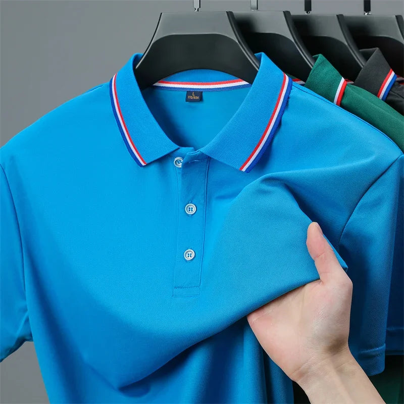 Men's Casual Solid Color Short Sleeve Polo Shirt Summer 2026 Fashionable Comfortable Versatile Top for Men
