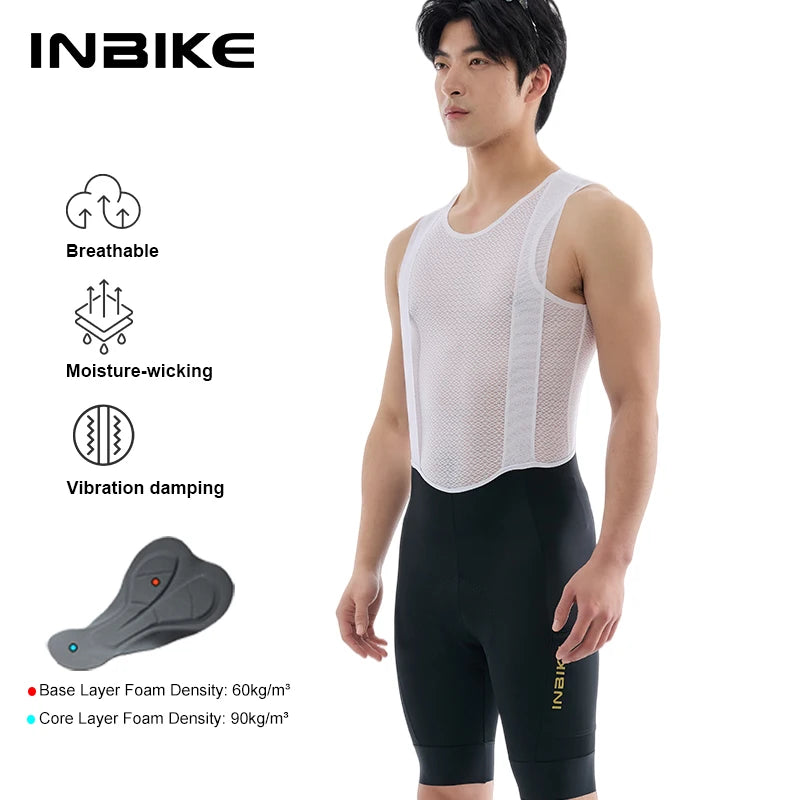 INBIKE Summer Cycling Bibs Men Long Riding Pad Bicycle Biking Clothing Bike Bib Shorts with Pockets MTB Cycling Pants Quick Dry