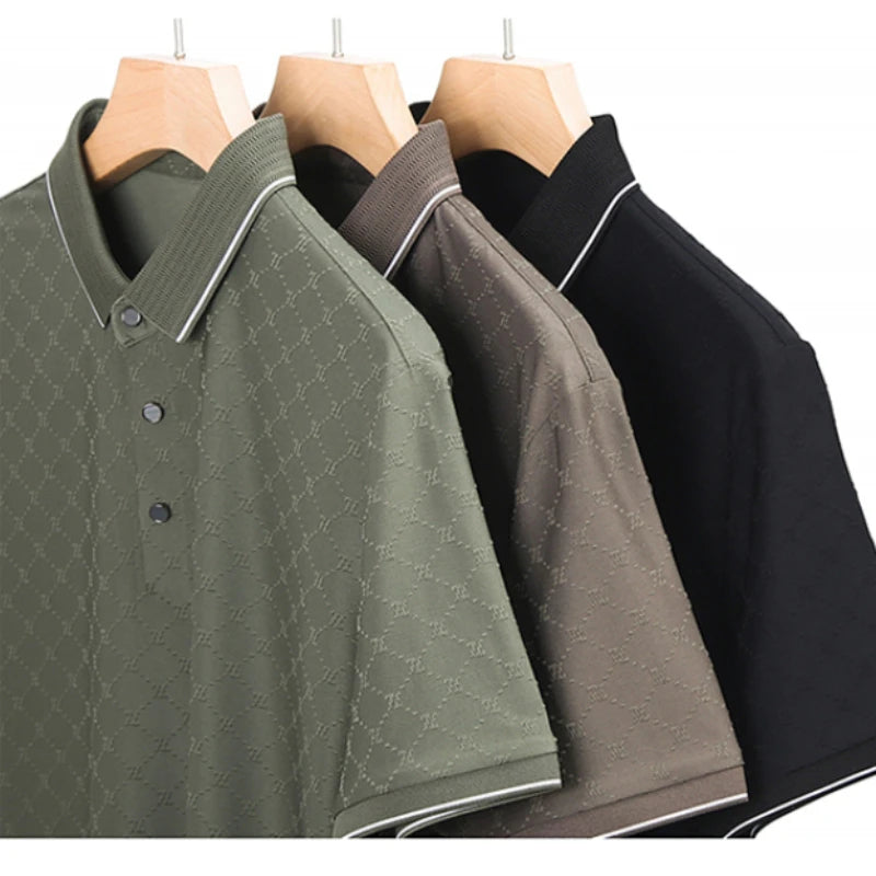 2024 Summer Standard Regular Polo Shirt, Summer Short-Sleeved Business Gentleman Men's T-shirt, Fashion High-Grade Dark Pattern
