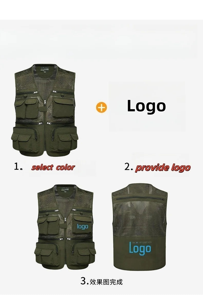 Fishing Vest Breathable Fishing Travel Mesh Vest with Zipper Pockets Summer Work Vest for Outdoor Activities