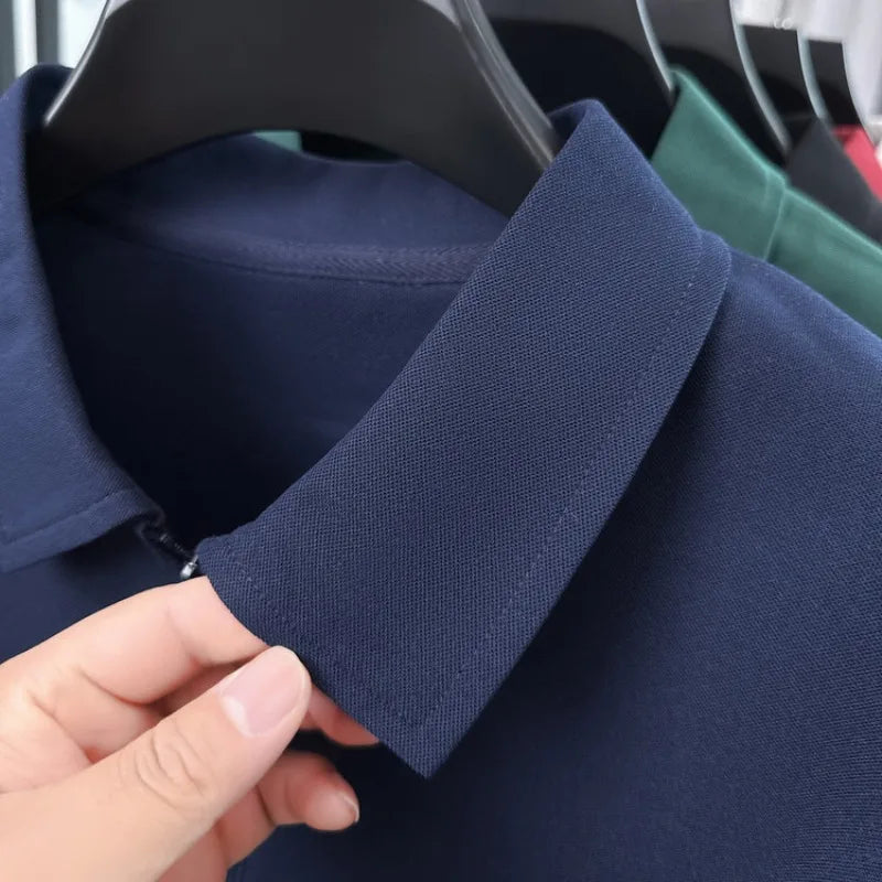 Men's Half-Zip Polo Shirt – Premium Summer Casual Business Style, Soft Cotton Blend, Wrinkle-Resistant, Classic Colors
