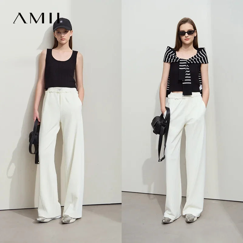 Amii Minimalist Woolen Suspender Vest 2026 Summer New Solid Large U-neck Short Slim Versatile Commuter Crop Top Women 12521004