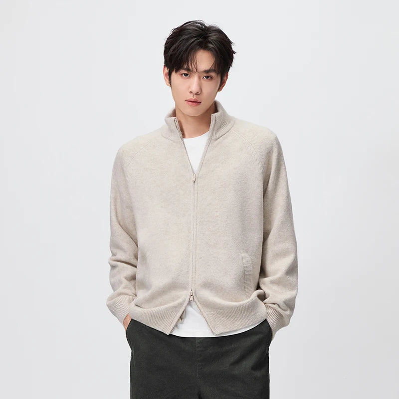 Semir Men Cardigan Knit Loose Mock Neck Raglan Sleeve 2026 Autumn Couple Style Sweater Outerwear Soft Daily Layer