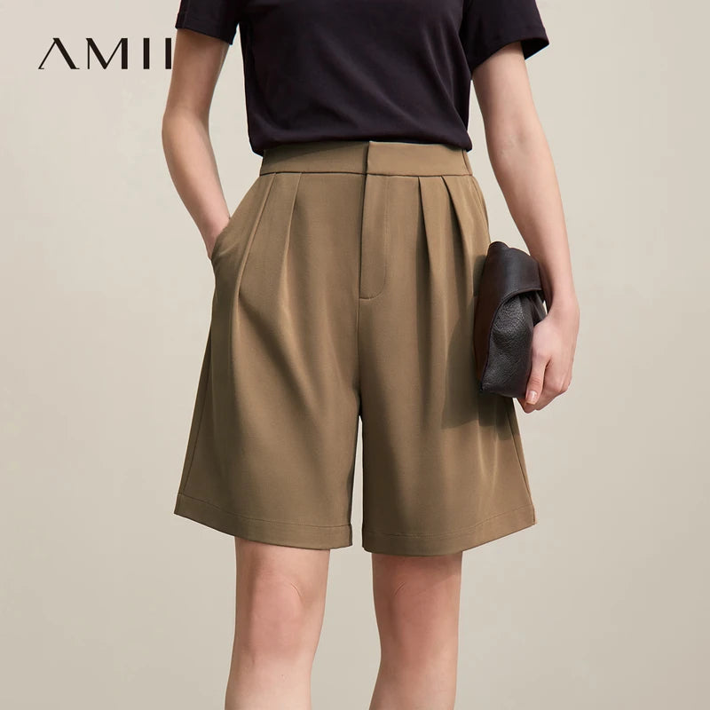ខោខ្លី AMII នារី រដូវស្លឹកឈើជ្រុះ ឆ្នាំ២០២៦ ថ្មី សាមញ្ញ ធ្វើដំណើរ ខោជើងវែង ខោខ្លីធម្មតា ខោខ្មៅ 12641096