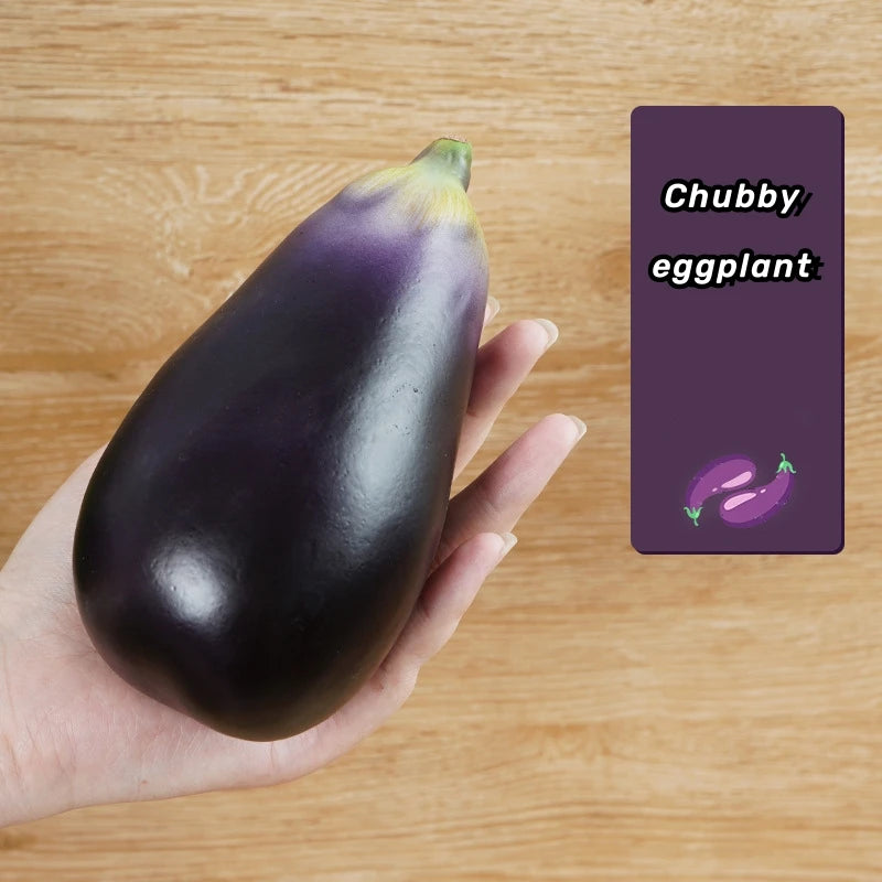 1PCS Pu ក្លែងធ្វើ Cuke ត្រសក់ Eggplant គំរូសិប្បនិម្មិតការតុបតែងផ្ទះបាយ Props បន្លែស្នោ