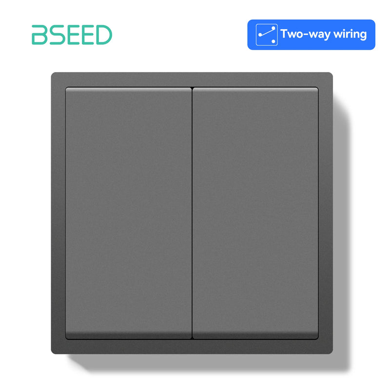 BSEED E Series 1/2/4/8 Packs 2Gang 2Way Button Light Switch Wall Light Switch On Off For Stairs Plastic Frame Bulk Set