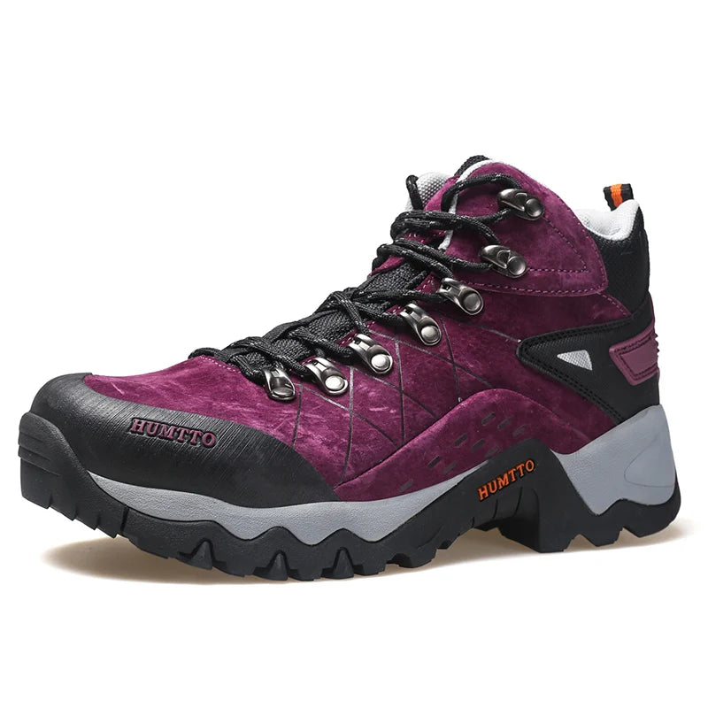 HUMTTO Waterproof Trekking Shoes Womens Luxury Designer Hiking Boots for Women Outdoor Climbing Sneakers New Leather Ankle Boots