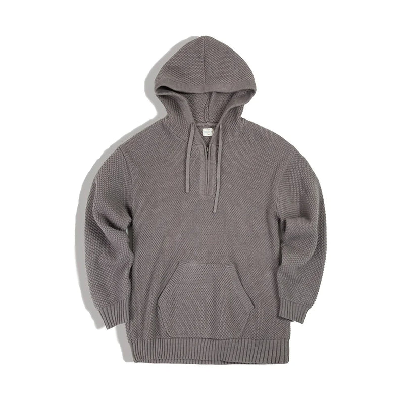 Maden Casual Knit Sweater Half-zip Basics Hoodies for Men Autumn Winter Fashion Brand Pullovers Warm Hooded Sweatshirt Tops