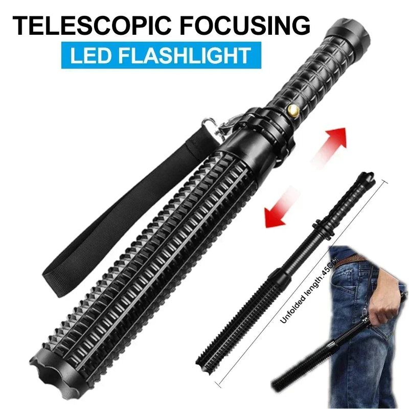 ដំបងបេស្បល LED ពិលអាលុយមីញ៉ូមអាចផ្តោតបានអាចពង្រីកបានភ្លឺខ្លាំងការពារខ្លួនដំបងយុទ្ធសាស្ត្រពិលសង្គ្រោះបន្ទាន់