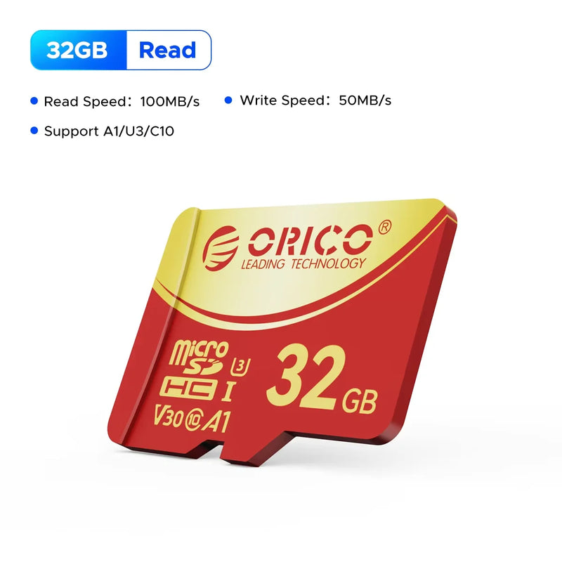 ORICO Micro SD Card TF Memory Card 16GB 32GB 64GB 128GB A1 U3 Class10 V10 for Camera/Drone/Dash Cam