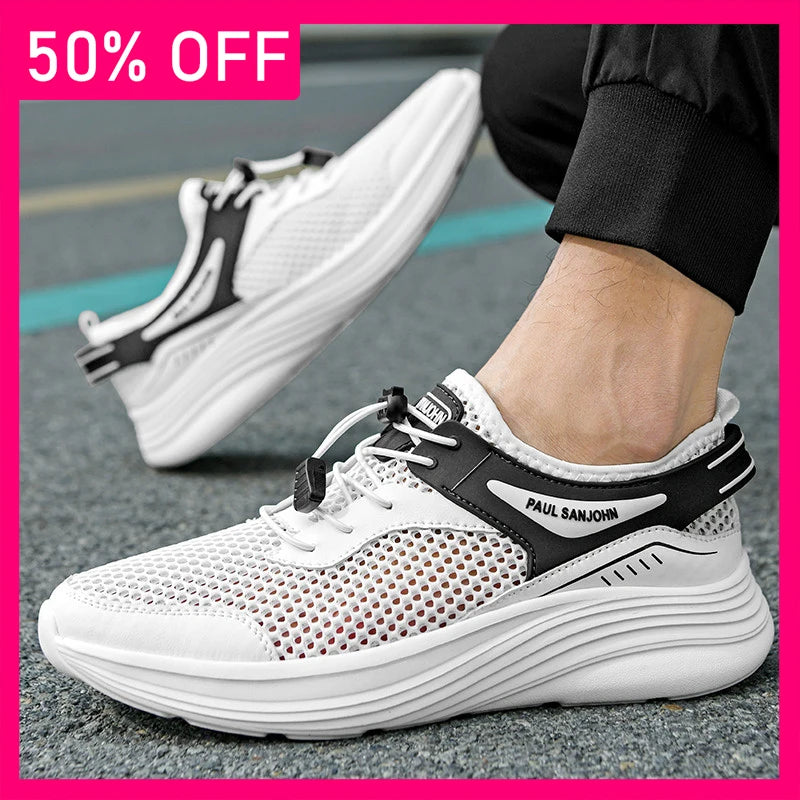 Men Sports Shoes Breathable Lightweight Mesh Comfortable Durable Soft Soled Tennis Shoes Outdoor Leisure Fitness Training Shoes