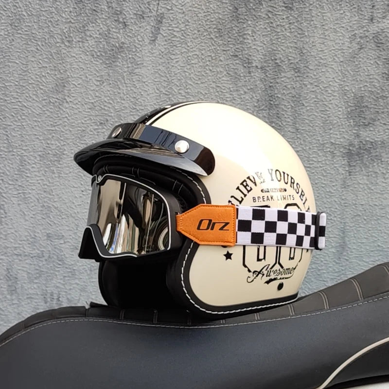 Newly Launched Vintage Motorcycle Helmet DOT Certified Synthetic Leather  3/4 Helmet Jet Mask Helmet ORZ-181