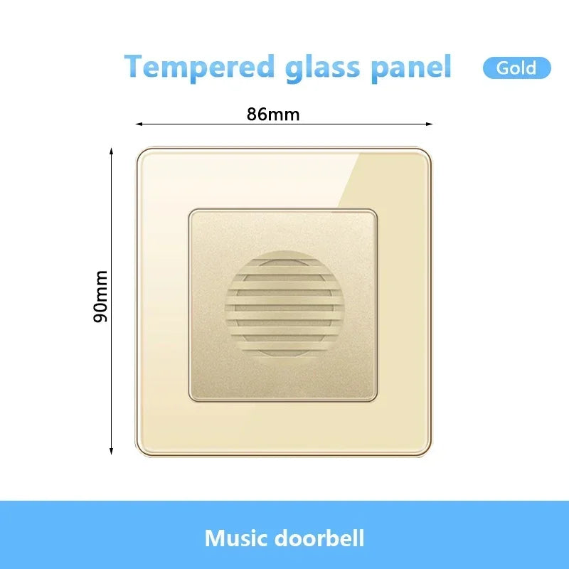 Gold UK 13A Tempered Glass USB Socket Plug,18W Type-C Fast charging Universal 3pin Dual Power Outlet,Wall 2way Light Switch
