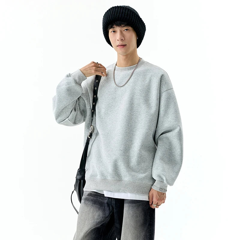 DUKEEN 450G Heavyweight Men's Sweatshirts Autumn and Winter New Solid Color Fashion Basic Pullovers 7 Color