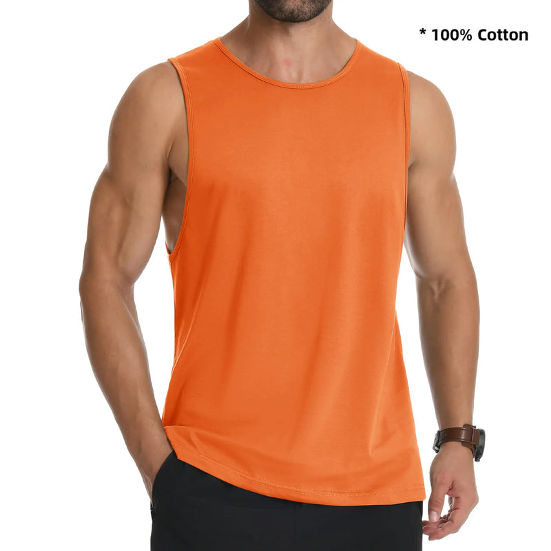 TACVASEN Cotton Fitness Wide-Armhole Muscle TANK TOPS Sleeveless T-shirts Mens Gym Workout Trainning Vests Casual Tee Shirt Tops