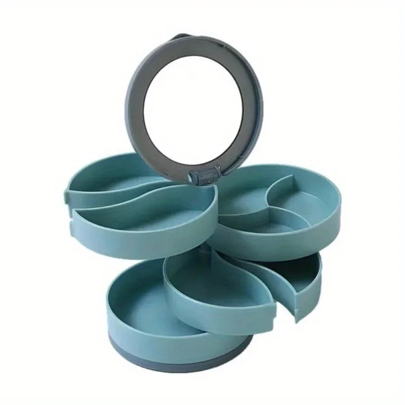 1pc Rotating Storage Box for Organizing Earrings, Rings, And Necklaces Made of Multi-Layer Plastic, Jewelry Boxes organizer box