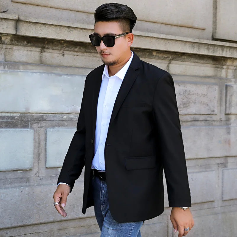 Asian Size Men's Suit Jacket, Single Breasted V-Neck Coat, Business Casual Office Blazer, Purple Blue Gray Black 5XL 6XL 7XL 8XL