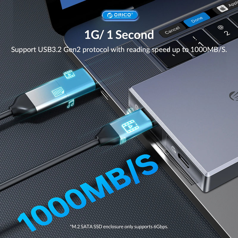 ORICO Aluminum Alloy Dual Bay Dual NVMe M2 SSD Case Support M.2 NVMe SSD Disk For M Key B&M Key SSD Tool Free Enclosure