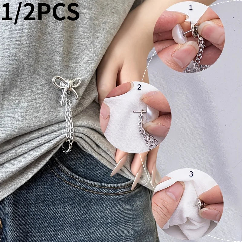1/2PCS Women'S Adjustable Clothes Clips with Butterfly And Heart-Shaped Decorations, for Shirts, Skirts, Pants.Elegant