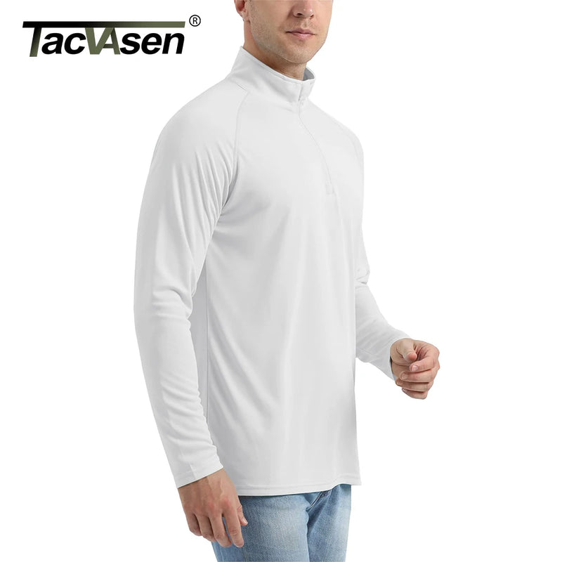 TACVASEN UPF 50+ T-Shirts Men's 1/4 Zip UV Protection Long Sleeve T-Shirts Fishing Hiking Performance Tee Shirts Pullover Tops