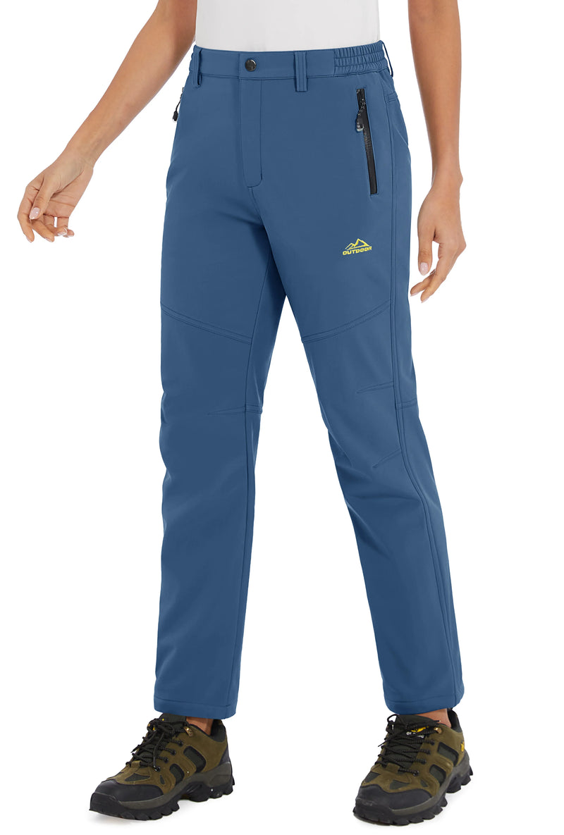 TACVASEN Womens Winter Waterproof pants Fleece Lined  Softshell Trousers With Zipper Pockets Thermal Cargo Outdoor Ski Pants