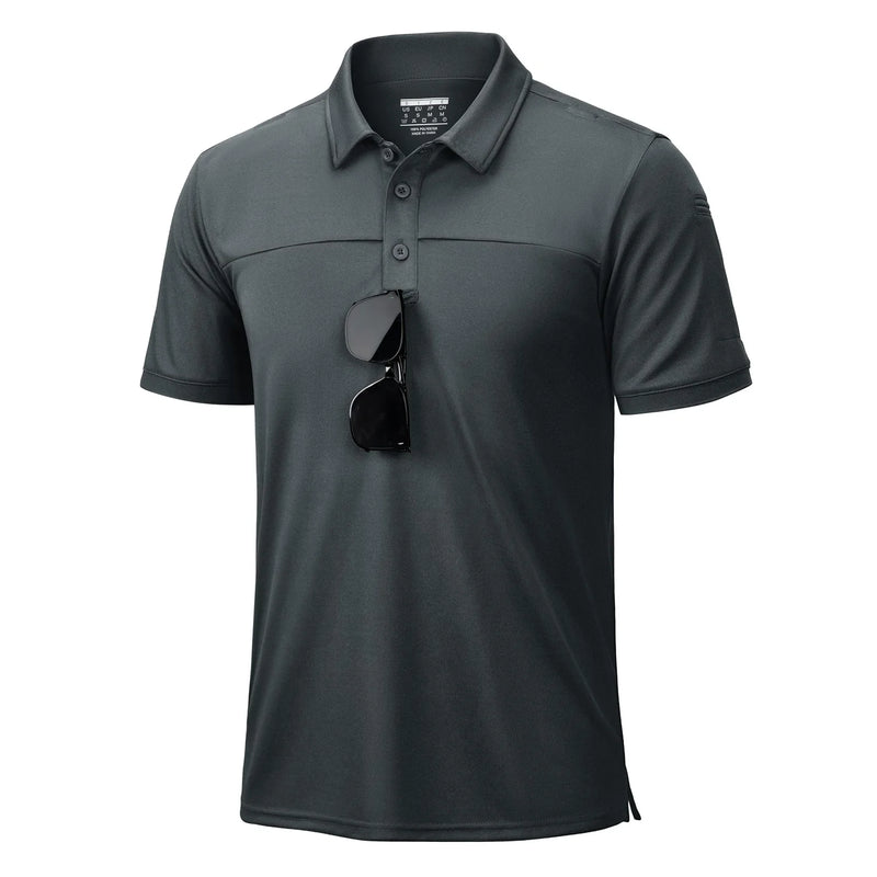 TACVASEN Men's Tactical Polo Shirt UPF 50+ Sun Protection Quick Dry Short Sleeve Shirt Moisture Wicking Outdoor Hiking Polo
