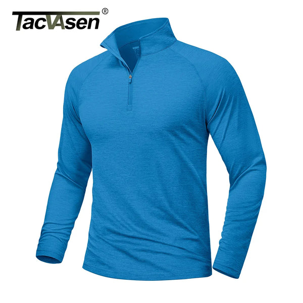 TACVASEN Sun Protection Long Sleeve Shirts Men's 1/4 Zip Up UPF 50+ Rash Guard Lightweight Quick Dry Fishing Running T-Shirts