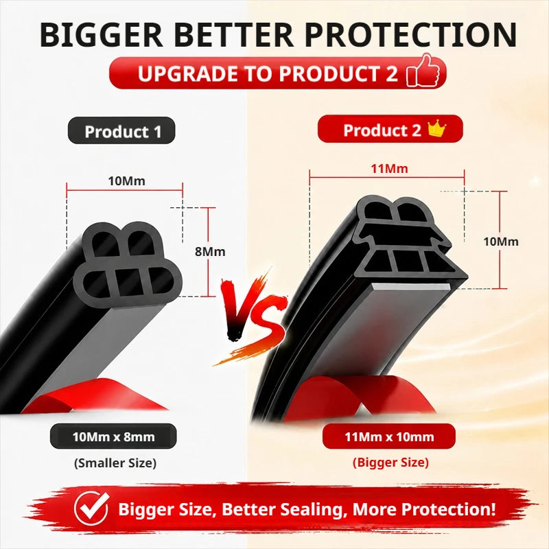 SEAMETAL Three Layer Thick Car Door Rubber Seal Strip Auto Weatherstrip Sealing Noise Insulation for Car Door Trunk Hood 5M