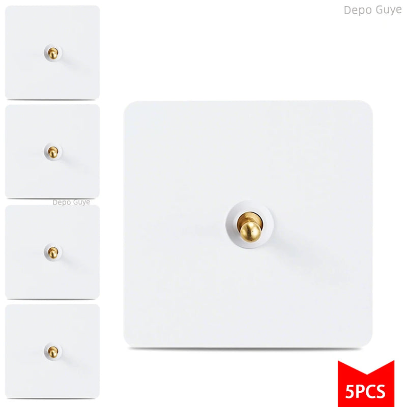 5/10 PCS 86 Type Retro White Wall Lamp Brass Lever Toggle Switch 1/2/3/4 Gang 2Way Stainless Steel Wall Panel Switch