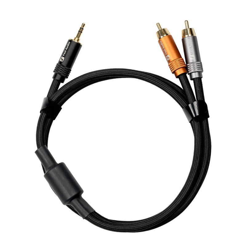 ខ្សែអូឌីយ៉ូ Fosi Audio 3.5mm ទៅ 2RCA ខ្សែ RCA ទង់ដែងពីរស្នូលសម្រាប់ឧបករណ៍ពង្រីកសំឡេងកុំព្យូទ័រទូរស័ព្ទ MP3