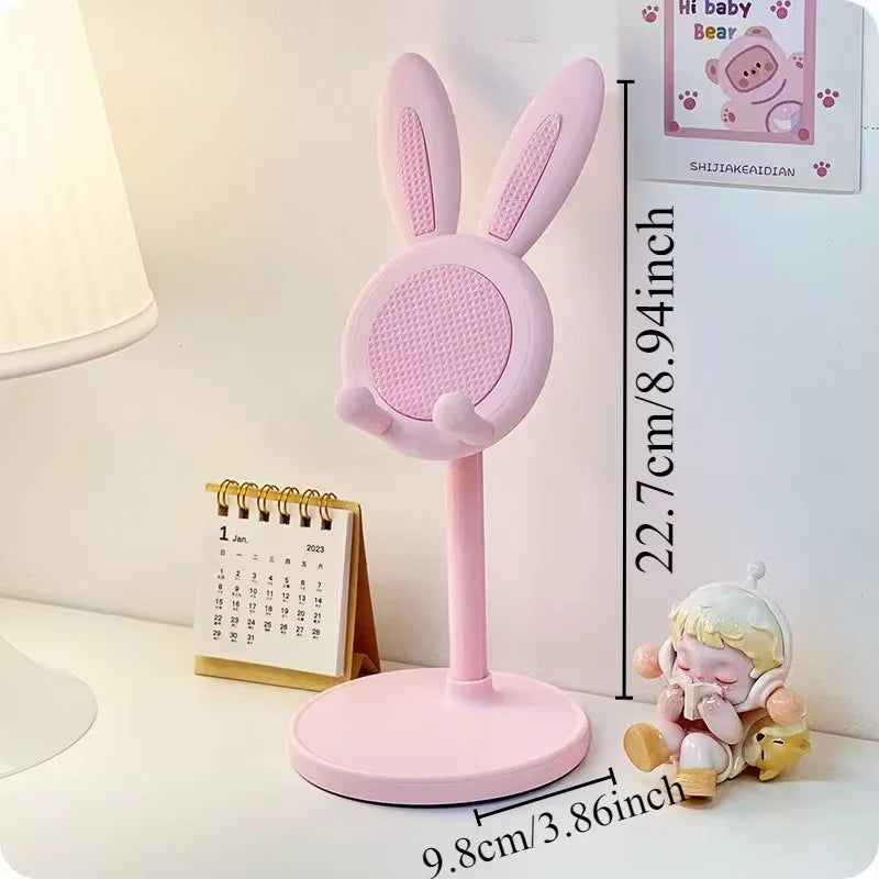 Cute Rabbit Phone Stand Desktop Adjustable Mobile Phone Holder Lift And Grip Desk Accessory