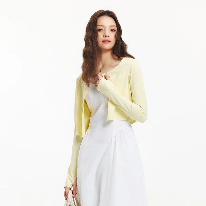 Semir Jacket Women Sun Protection Cropped Round Neck Shoulder Fit 2025 New Summer Cool Feeling Moisture Wicking Cardigan Outdoor