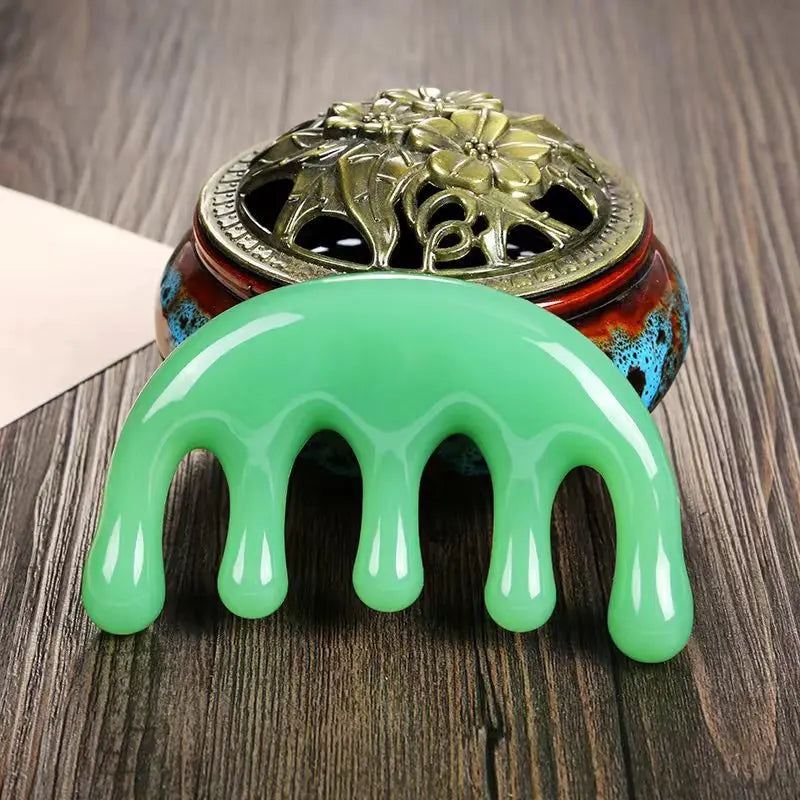 Handheld Resin Massage Comb for Head and Scalp - Relaxation Acupoint Massage Tool, Five-Tooth Round Head Meridian Comb