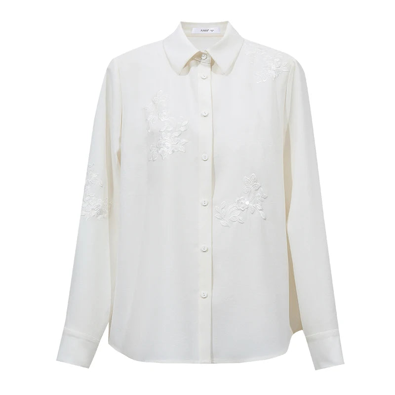 Amii 2026 Autumn Shirts Loose Fit Flip Collar Long Sleeve Office Elegant Blouse Casual Chic Tops Modern Woman Clothing 12623014