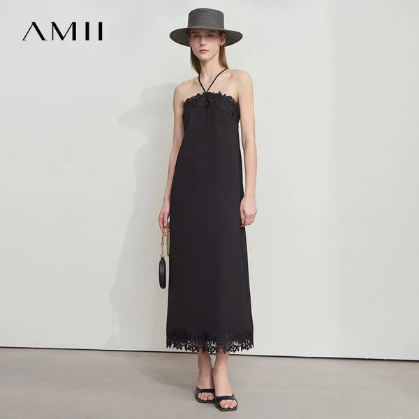 AMII រ៉ូបខ្លីរដូវក្តៅបែប Minimalist សម្រាប់នារី ដៃអាវក្រាស់ រ៉ូប A Line សម្រាប់នារីការិយាល័យ រ៉ូបថ្មីសម្រាប់នារី រ៉ូបចរ 12552043