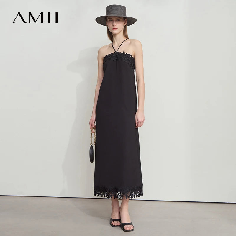 AMII រ៉ូបខ្លីរដូវក្តៅបែប Minimalist សម្រាប់នារី ដៃអាវក្រាស់ រ៉ូប A Line សម្រាប់នារីការិយាល័យ រ៉ូបថ្មីសម្រាប់នារី រ៉ូបចរ 12552043