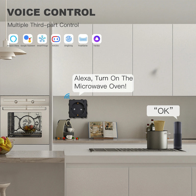 BSEED EU Stanndard Wifi Electrical Sockets Power Monitor Outlets Tuya Smart Life Alexa App Control Timing Function DIY Parts