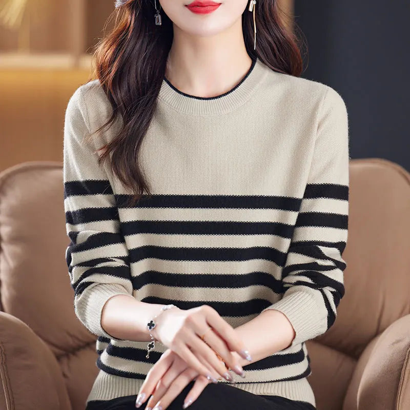Ropa De Mujer New Fashion Striped Knitwear Tops Female Jumper Casual Loose Spring Autumn Woolen Blouse Women's Pullover Sweater